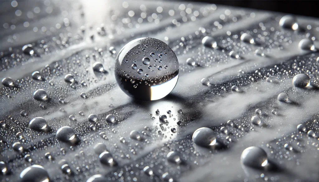 A-polished-marble-surface-with-water-droplets-on-it-demonstrating-water-resistance.-The-droplets-should-be-clearly-defined-spherical-and-scattered-.webp